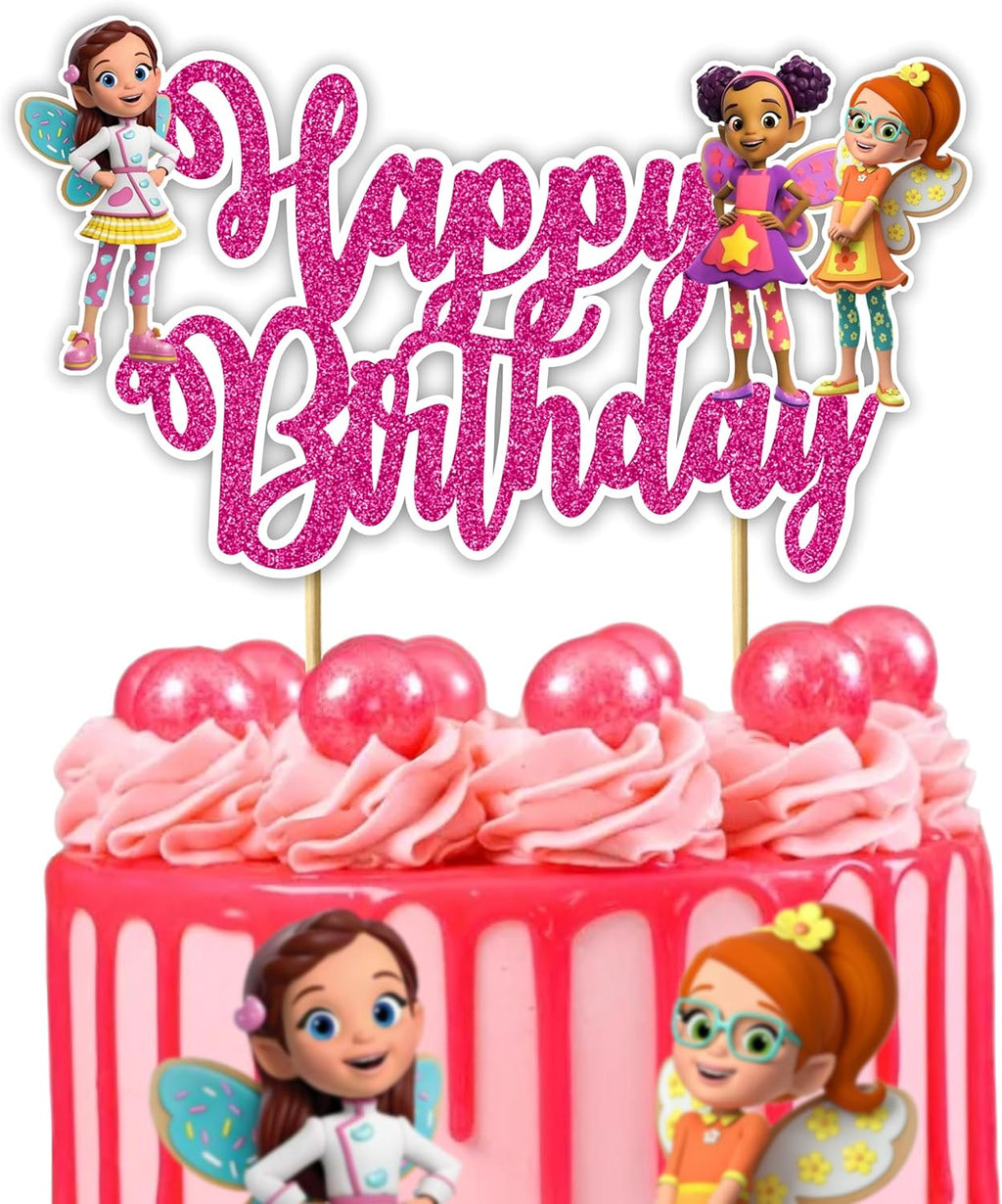 Buterbean Cafe Happy Birthday Cake Topper – Cute Bakery Café Theme Cake Decoration for Birthday Celebration, Coffee Shop Style Dessert Topper for Party Cakes, Table Display Styling, Photo Setup.