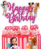 Buterbean Cafe Happy Birthday Cake Topper – Cute Bakery Café Theme Cake Decoration for Birthday Celebration, Coffee Shop Style Dessert Topper for Party Cakes, Table Display Styling, Photo Setup.