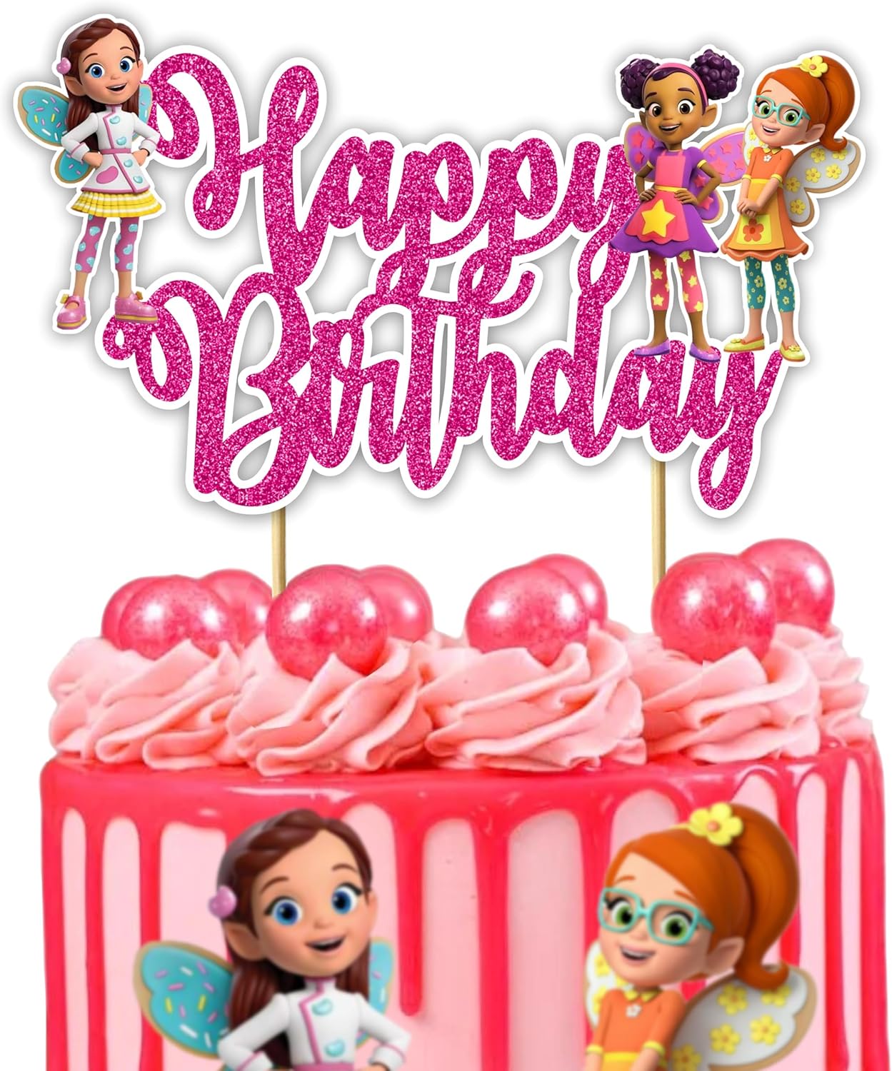 Buterbean Cafe Happy Birthday Cake Topper – Cute Bakery Café Theme Cake Decoration for Birthday Celebration, Coffee Shop Style Dessert Topper for Party Cakes, Table Display Styling, Photo Setup.
