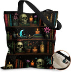 Cute Canvas Tote Bag for Women - with Magnetic Buckle and Zipper Inner Pocket for Girls Aesthetic Cotton Tote Bags