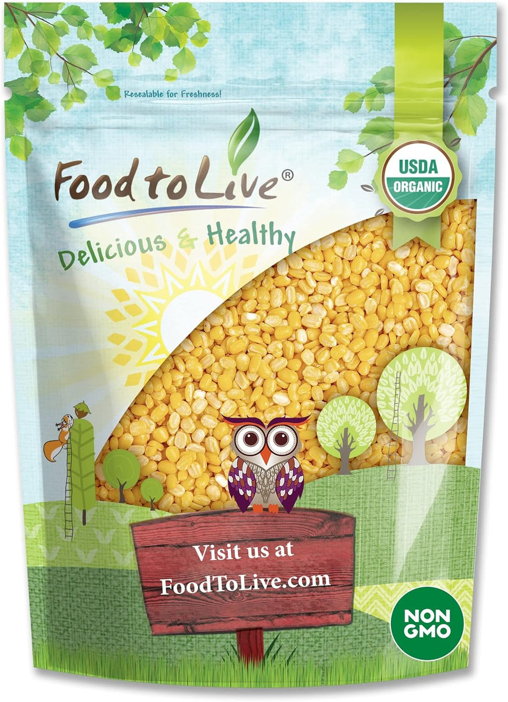 Food to Live Organic Yellow Mung Dal, 2 Pounds – Non-GMO, Peeled Split Mung Beans (Moong Dal). Ayurvedic Food. Easy to Cook. High in Dietary Fiber, Protein, Iron. Great for Soup, Kitchari, Curries
