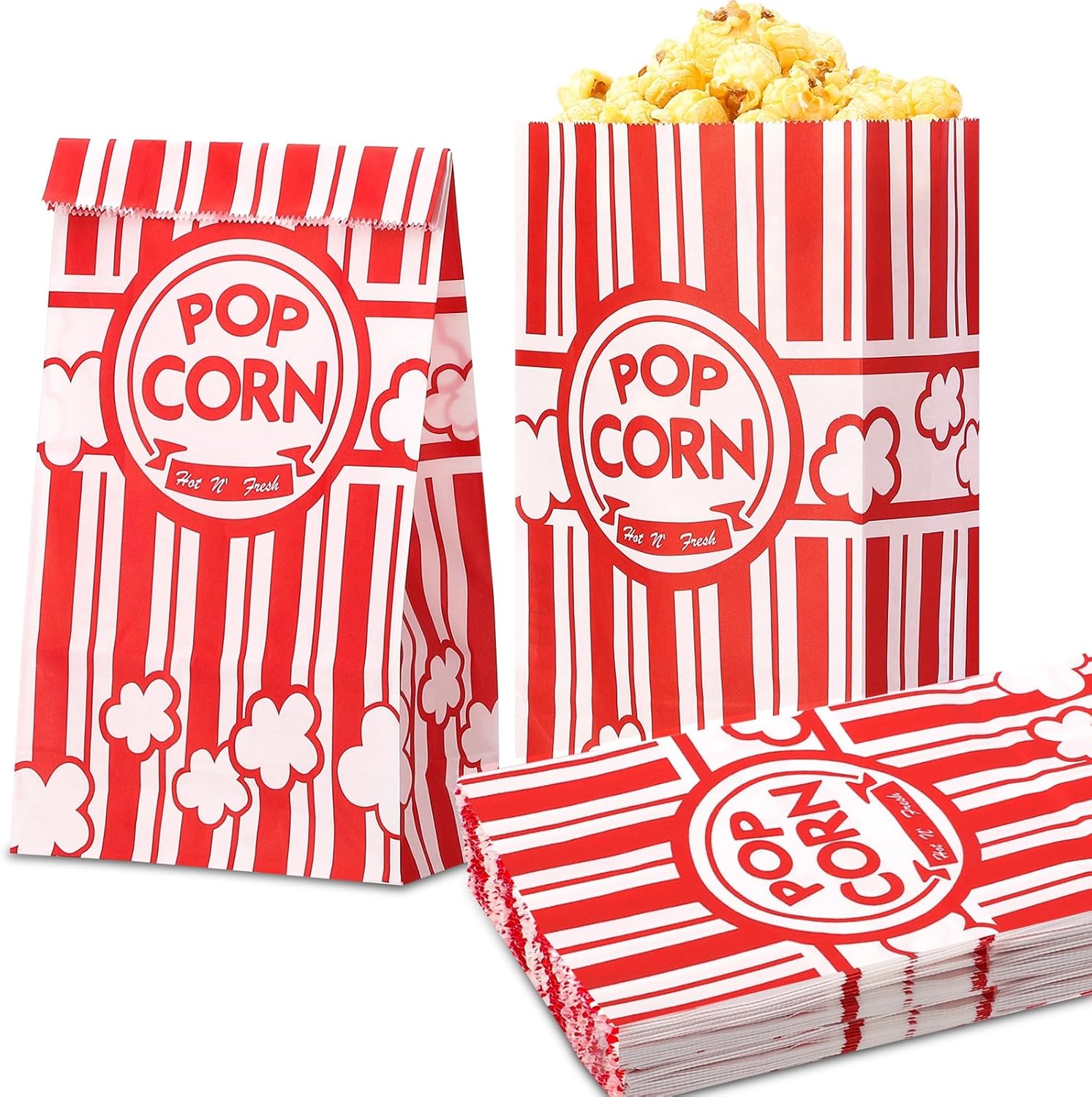 Paper Popcorn Bags, 150 Pcs, 2 Oz Individual Servings Bulk for Popcorn Machine Movie Nights Birthday Party Kitchen Supplies