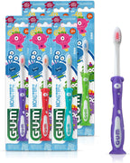 GUM Monsterz Children and Toddler Toothbrush, Soft Bristled Kids’ Toothbrush with Suction Cup, for Ages 2+, 1 Count(Pack of 6)
