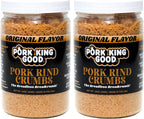 Pork King Good - Pork Rind Breadcrumbs - 2 Pack! Keto Friendly, Paleo, Gluten-Free, Sugar Free, Zero Carb Panko Substitute (Two 12 Oz Jars) (Original, 2 Pack)