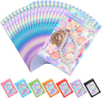ANZNKU 100 Pack Mylar Bags Reasealable Holographic Bags, Smell Proof Bag Zipper Pouches with Clear Window, Jewelry Easter Candy Sealable Bag for Packaging Sample Party Favor (2.4 x 3.9 Inch)