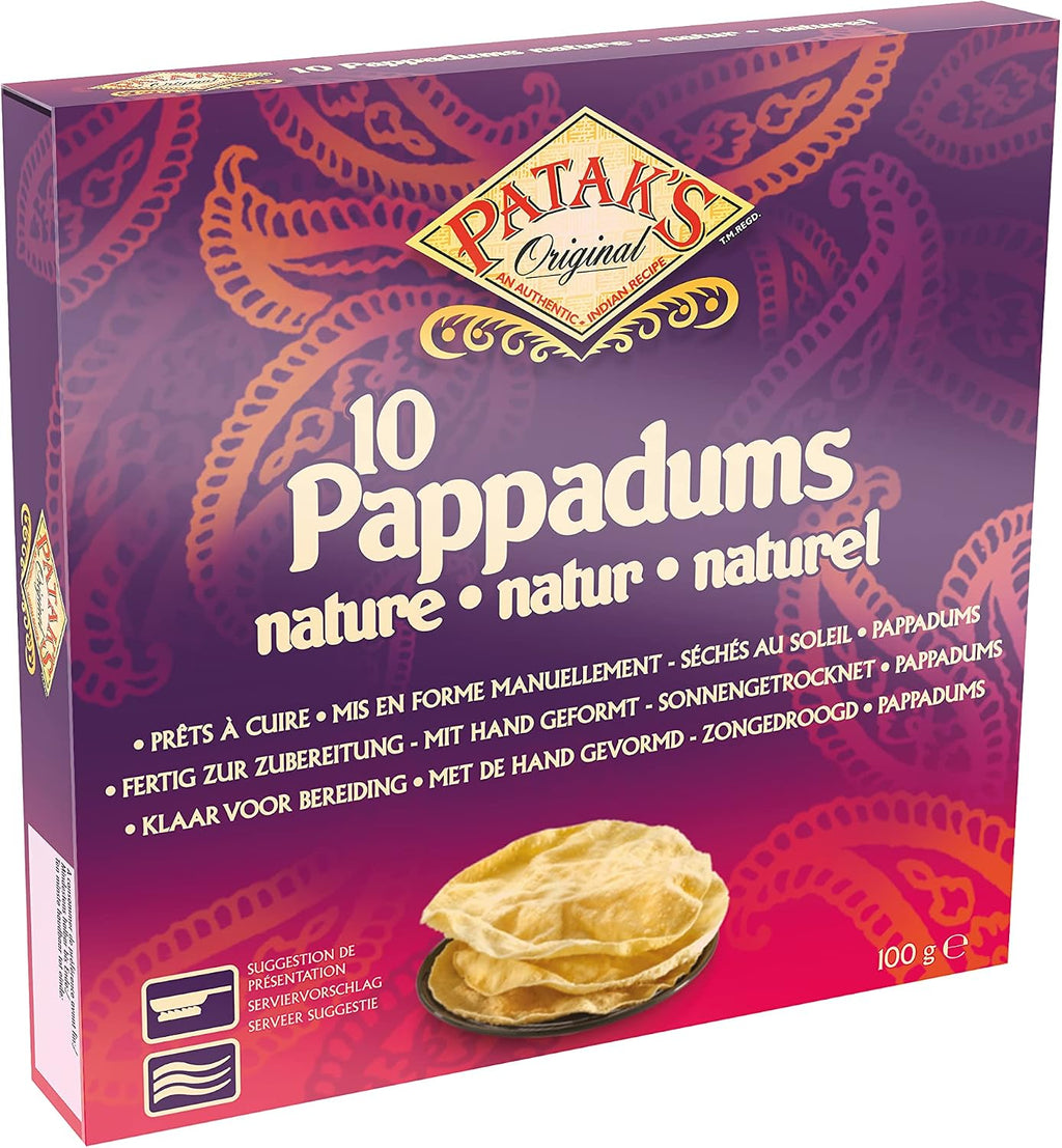 Patak's Pappadums, plain, pack of 12 (12 x 100 g)