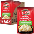 Idahoan Reduced Sodium Mashed Potatoes, Buttery Homestyle, 4 Ounce (Pack of 12)