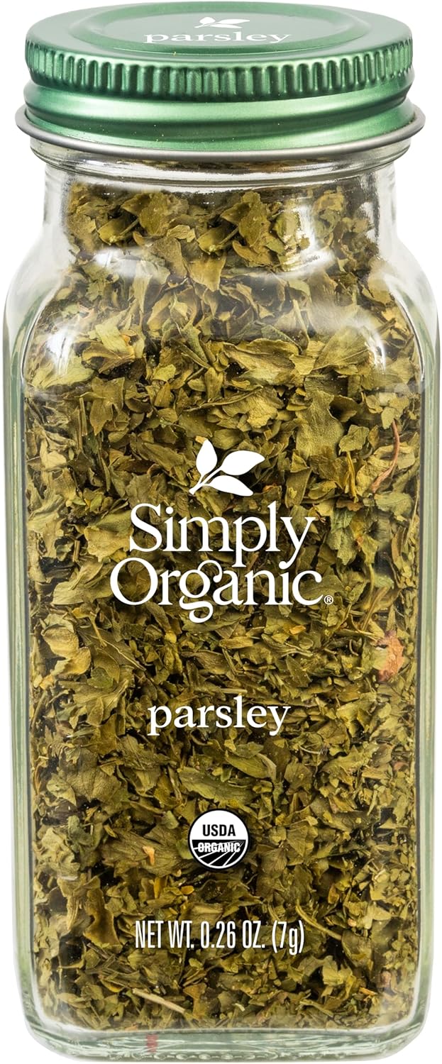 Simply Organic Parsley Flakes, 0.26-Ounce Jar, Fresh, Green-Leafy Taste, Vibrant Color Italian Parsley, Kosher, Organic