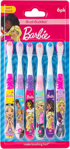 Brush Buddies 6 Pack Barbie Toothbrushes for Kids, Children's Toothbrushes, Soft Bristle Toothbrushes for Kids