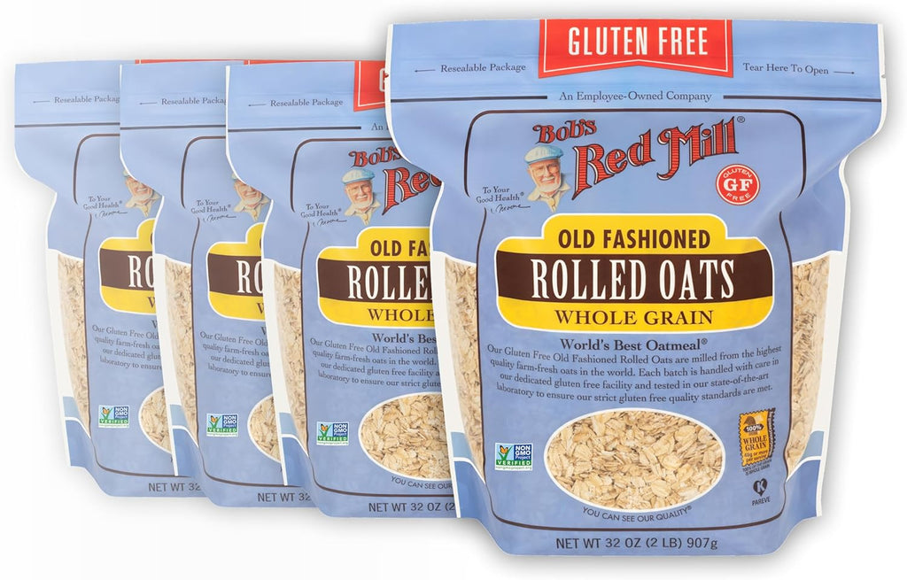 Bob's Red Mill Gluten Free Old Fashioned Rolled Oats, 32oz (Pack of 4) - Non GMO, Whole Grain, Vegan, Kosher