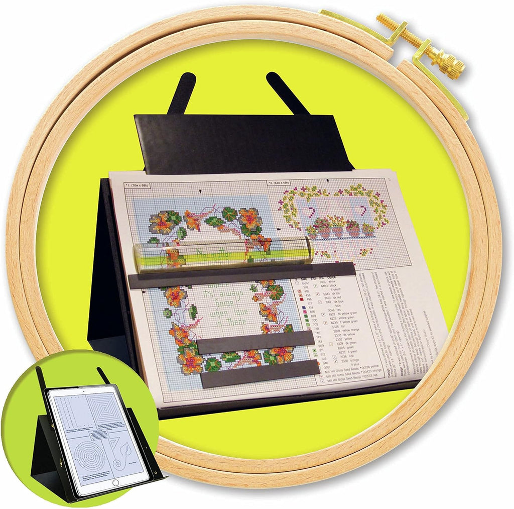 2165 Prop-It Magnetic Needle Work Chart Holder with Magnifier , Brown