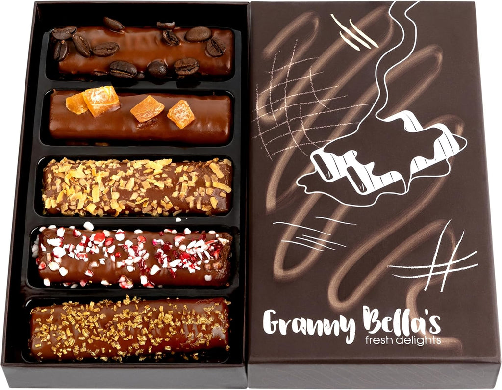 Granny Bellas Mothers Day 5 Chocolate Covered Wafers for Girlfriend, Boyfriend, Him, Her Gift Basket, Spring Treats Prime Dairy Chocolate Cookie Gifts Baskets, Delivery for Mother, Mom, Grandmother, Grandma, Wife, Sister, Daughter