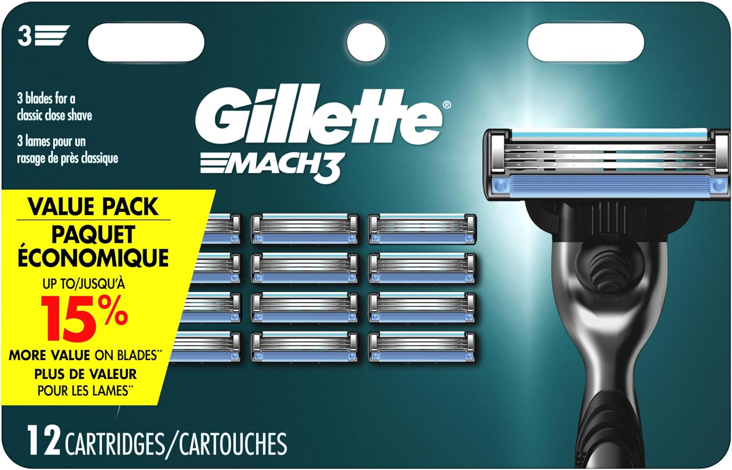 Gillette Mach 3 Razor Refils 12 pack