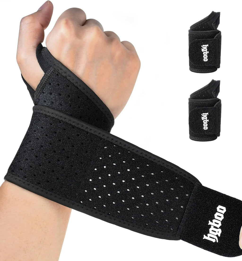 Breathable Wrist Support Brace for Men Women - Adjustable Compression Wrist Wrap for Joint Stability, Sports, Pain Relief, Carpal Tunnel Syndrome - Soft & Skin-Friendly, All-Day Comfort (Black)