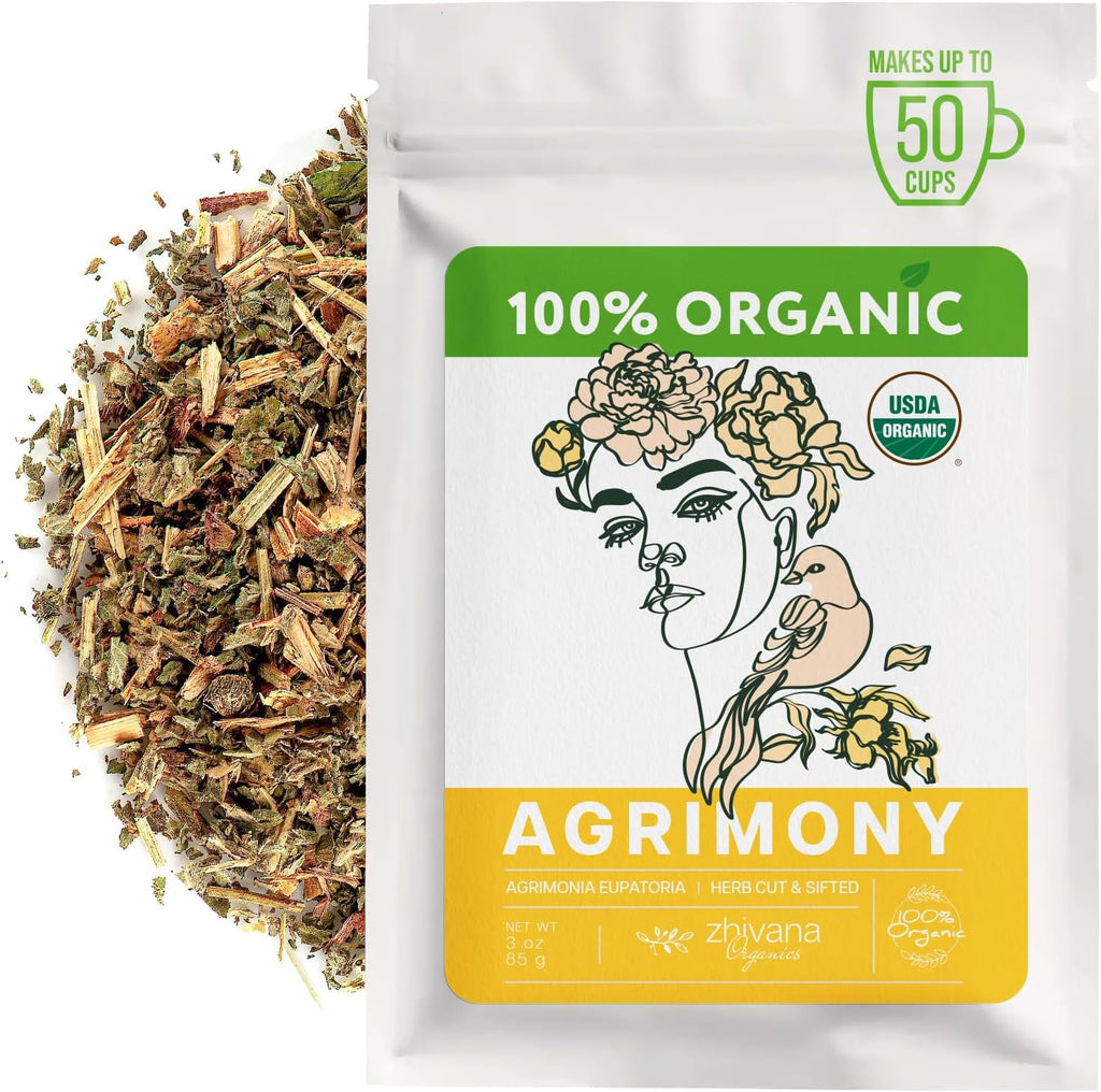 USDA Organic Agrimony Herb (3oz.) - Agrimonia eupatoria – Dried Agrimoney Loose Leaf Tea – Traditional Digestive Herbal Tea – Product of Ukraine
