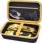 Case Compatible with Hair Clipper Barber, Trimmer Travel Storage Organizer for T Finisher Liner, Comb Cutting Guide, Clipper Blade Oil, Cleaning Brush and Other Grooming Kit - Black Case+Gold Zipper