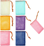 Sibba 8pcs Bar Soap Pouch Saver Pocket Drawstring Exfoliating Mesh Soap Saver Sack Foaming Bag Bubble Foam Net Body Scrubber Sponge Exfoliator Loofah Facial Cleaning for Bath Shower (Multicolor)