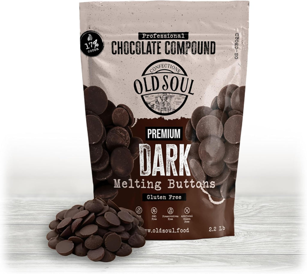 OLDSOUL Chocolate Compound Buttons 2.2 lb | Dark Chocolate 17% Real Cocoa | Smooth Melting | Perfect for Baking & Desserts (2.2 Lbs, Dark Chocolate)