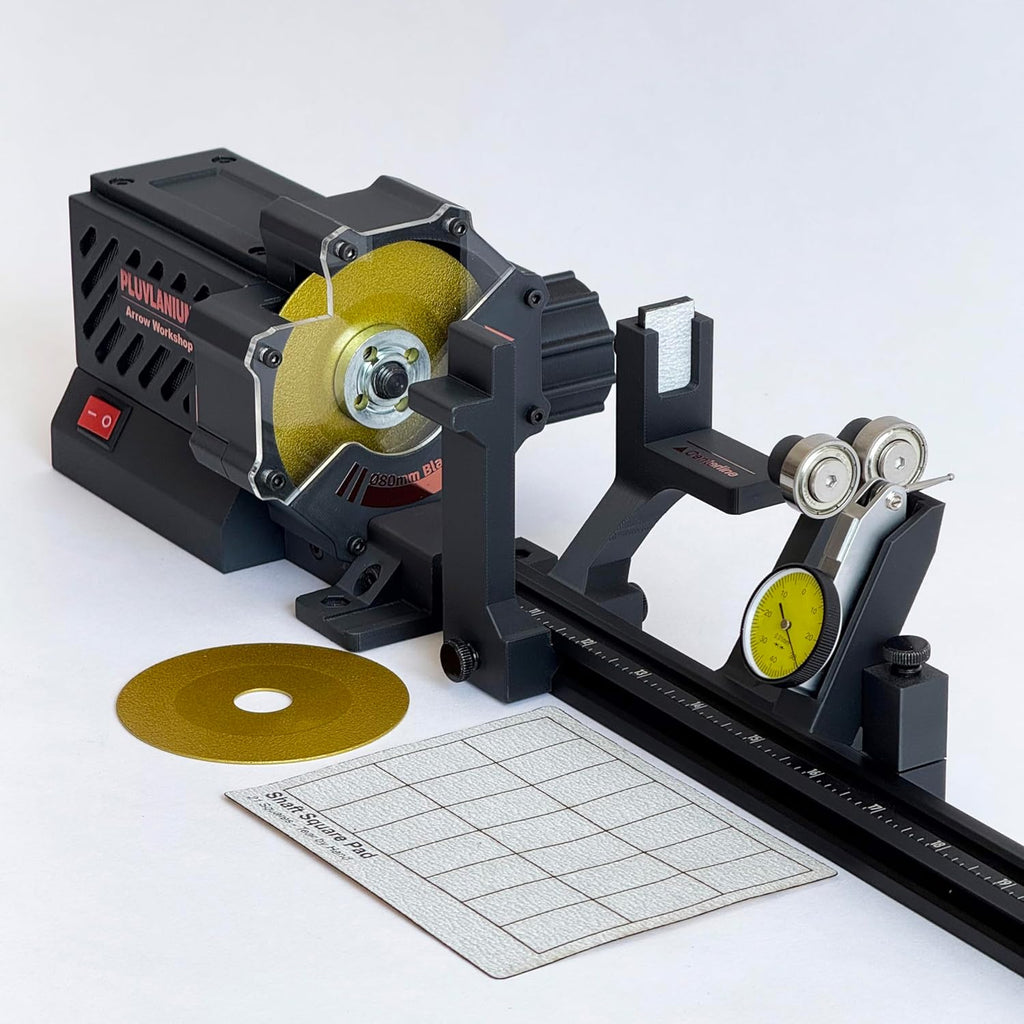 DIY Arrow Saw – Carbon Arrow Shafts Saw Cutter Kit with Dial Indicator, Spinner Function, Spine Checking, Square Tool & Vacuum Attachment for Archery