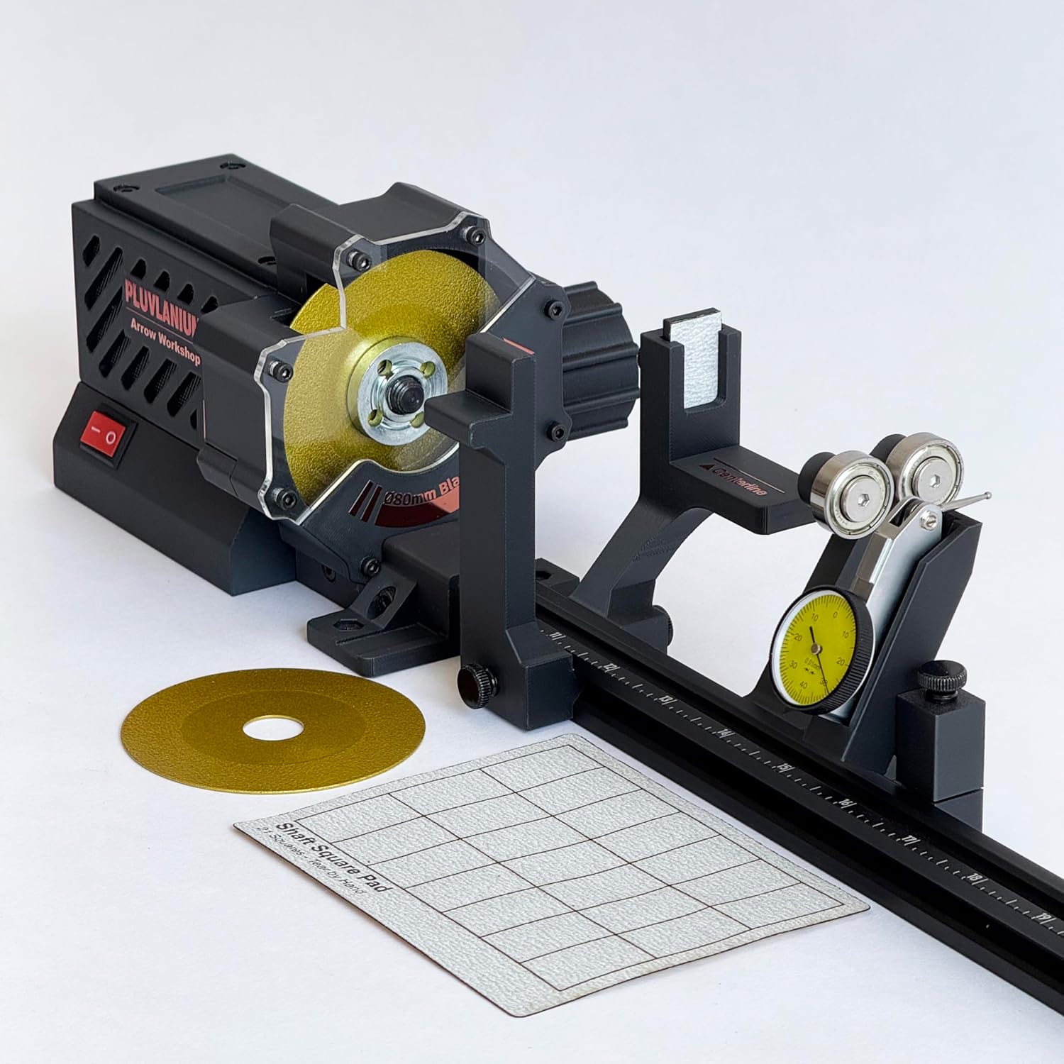 DIY Arrow Saw – Carbon Arrow Shafts Saw Cutter Kit with Dial Indicator, Spinner Function, Spine Checking, Square Tool & Vacuum Attachment for Archery