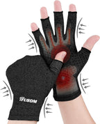 TFUSOM Compression Gloves Arthritis Gloves for Women for Pain,Fingerless Compression Wrap for Hand Pain and Osteoarthritis，Anti-Slip，Unisex,M,Black