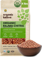 Organic Tattva Light Red Kidney Beans 4LB,Dried & Unpolished Pinto Beans, Rajma Chitra, High Protein Plant Based Nutrition, Vegan, Kosher, No Additives, Gluten Free, USDA Certified