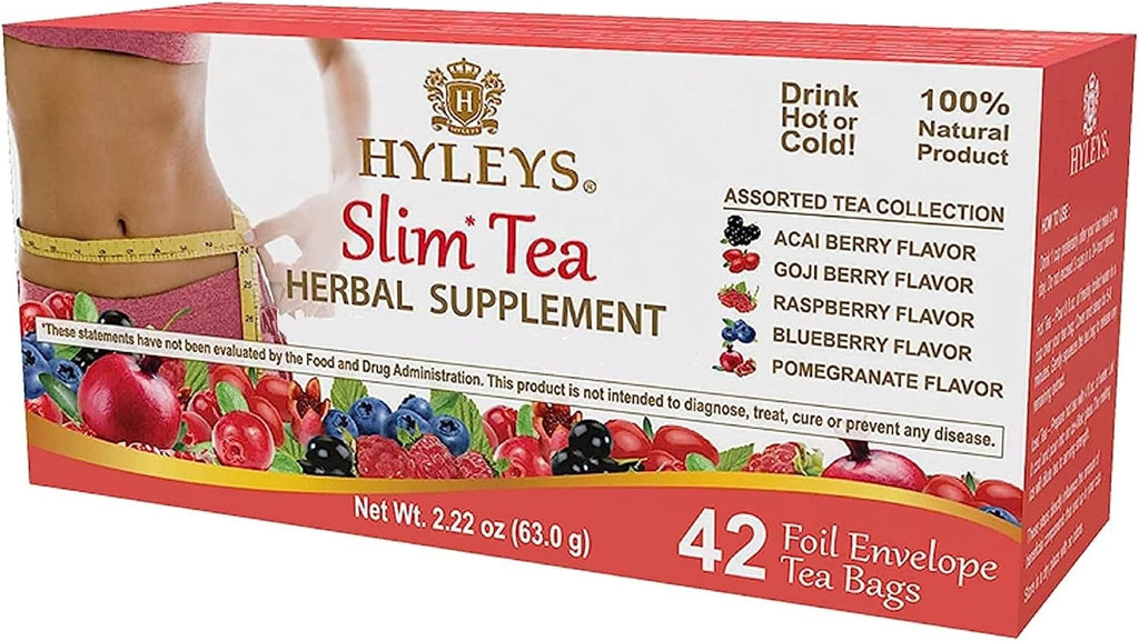 Hyleys Slim Tea 42 Ct Assorted - Weight Loss Herbal Supplement Cleanse and Detox - 42 Tea Bags (1 Pack)