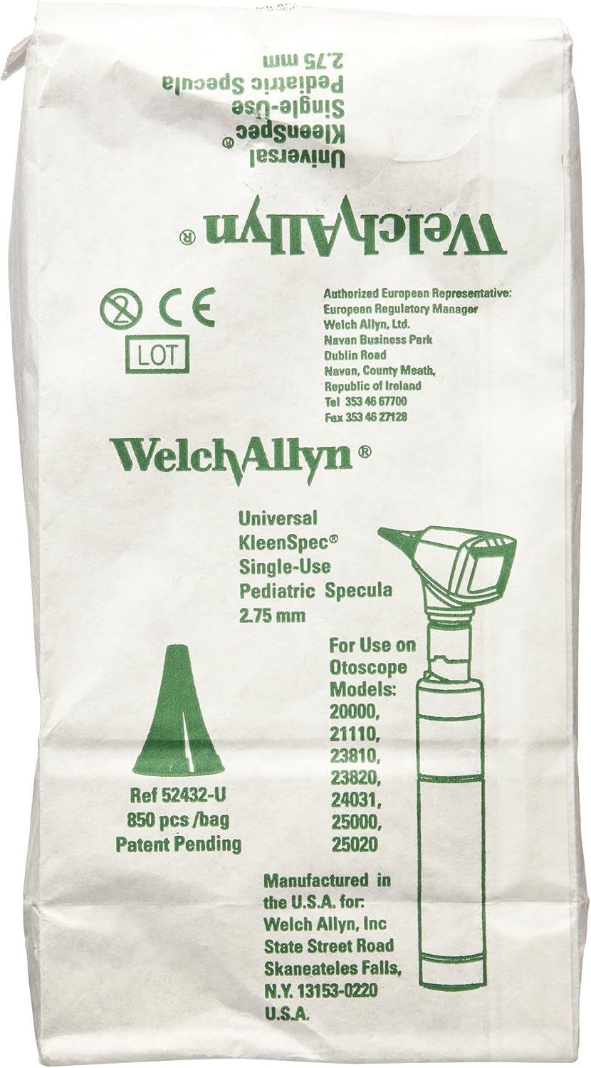 Welch Allyn Universal Kleenspec Pediatric Disposable Ear Specula for Diagnostic Otoscopes, 850 Count