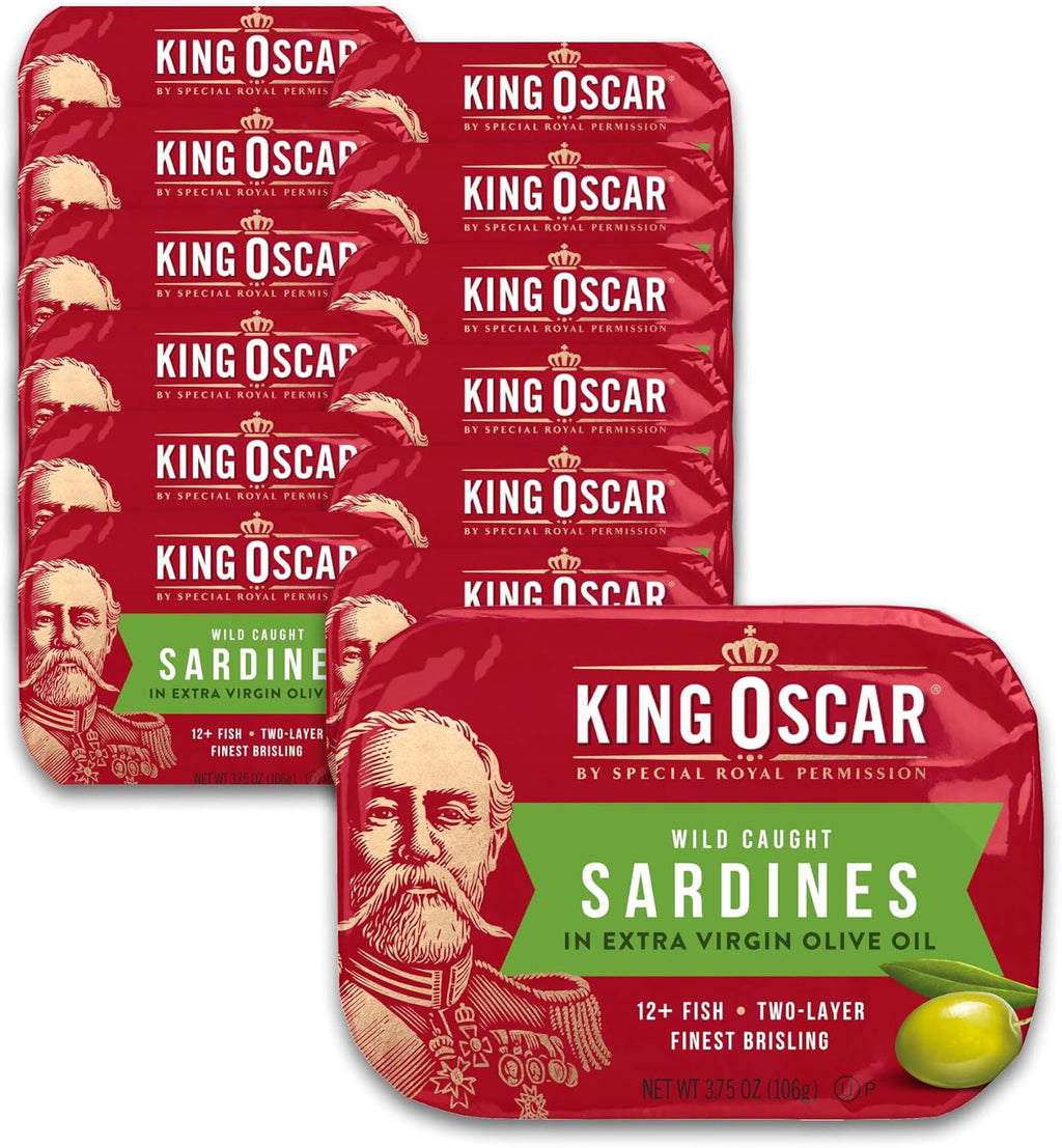 King Oscar Sardines Extra Virgin Olive Oil, 3.75-Ounce Cans (Pack of 12)
