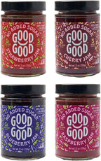 GOOD GOOD No Added Sugar Fruit Jam Variety Pack of 4 - Keto Friendly Jelly - Strawberry, Blueberry, Raspberry and Cherry Jam - Low Carb, Low-Calorie and Vegan - 12oz / 330g Jars