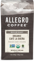 Allegro Coffee Organic Cafe La Duena Whole Bean Coffee, 12 oz