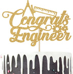 Congrats Engineer Cake Topper - Look at You Becoming an Engineer/So Proud of You/You Did It - Class of 2026 College Engineering Graduate Party Decoration Supplies, Gold Glitter