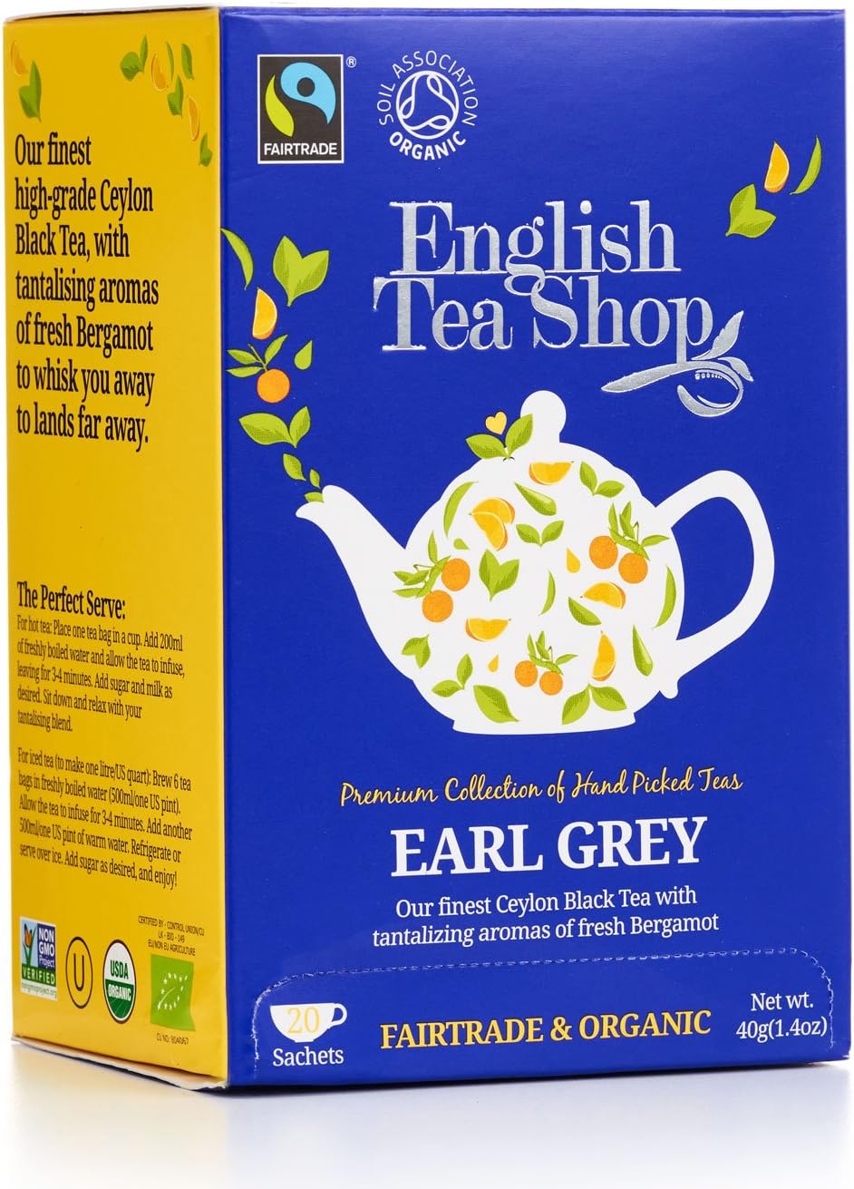 English Tea Shop Earl Grey 20 Sachet Tea Bags, 40 Gram (Pack of 6)