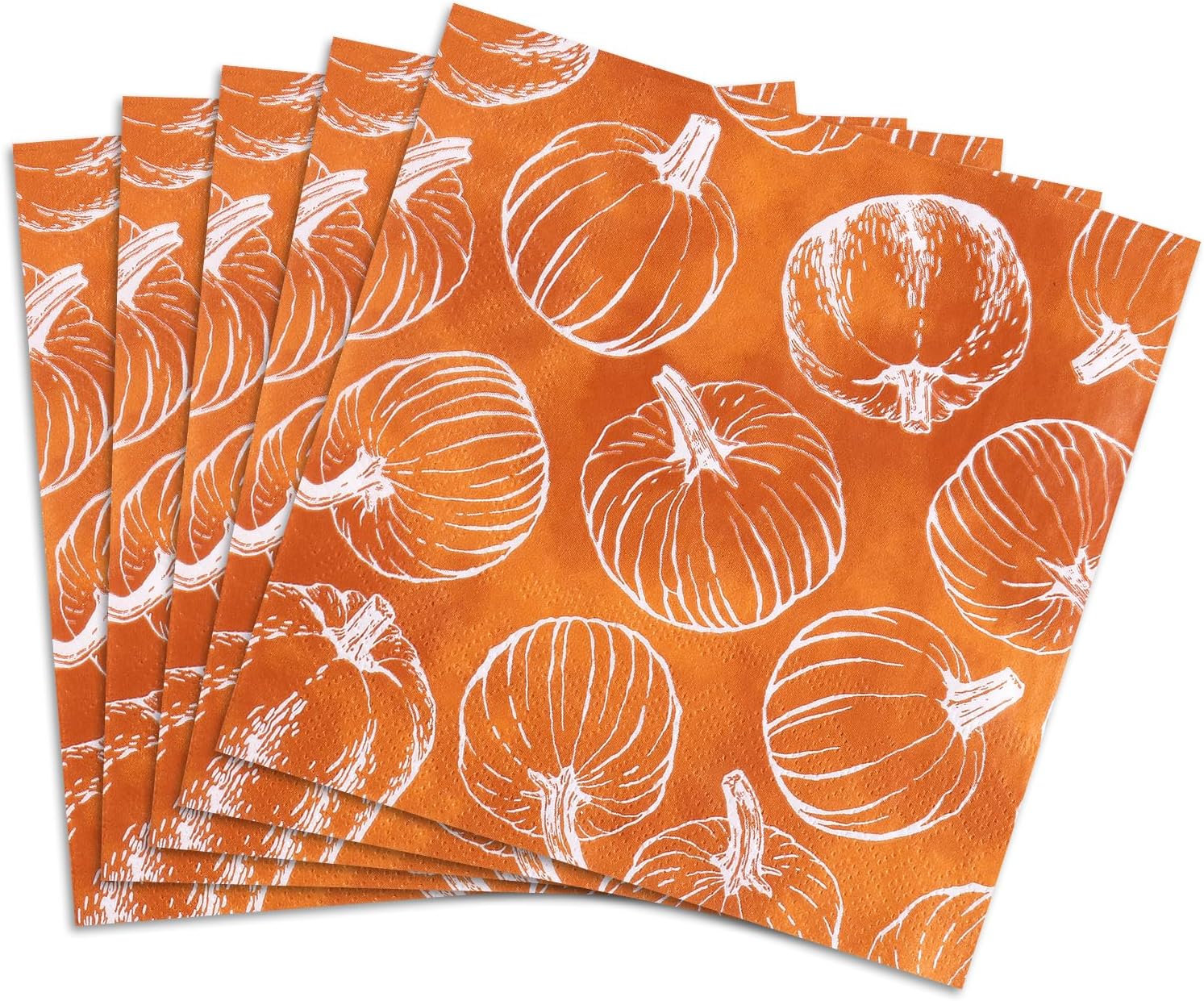 Quera 50 Pack Fall Paper Napkins Pumpkin Autumn Cocktail Napkins Thanksgiving Party Supplies Disposable Bar Napkins for Thanksgiving Party, Engagement, Baby Shower, Celebration