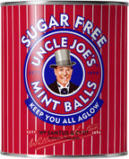 Uncle Joe’s Sugar Free Mint Balls 120g Tin (4.23oz) | Vegan British Hard Candy with Peppermint Oil | Individually Wrapped Mints | After Dinner Treat, Breath Mints & Gift Boiled Sweets from UK