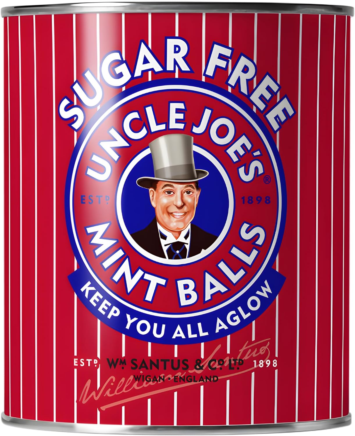 Uncle Joe’s Sugar Free Mint Balls 120g Tin (4.23oz) | Vegan British Hard Candy with Peppermint Oil | Individually Wrapped Mints | After Dinner Treat, Breath Mints & Gift Boiled Sweets from UK