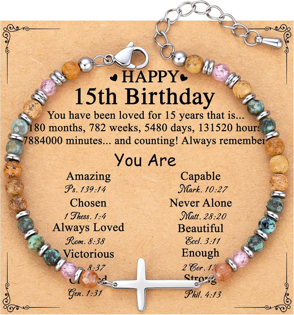 TONY & SANDY Christian Cross Bracelet for Women, Easter Gifts for Teens Kids Girls, Confirmation Baptism Gifts, Unique Gift for Friends Daughter Mom Sister in Christ Birthday Christmas