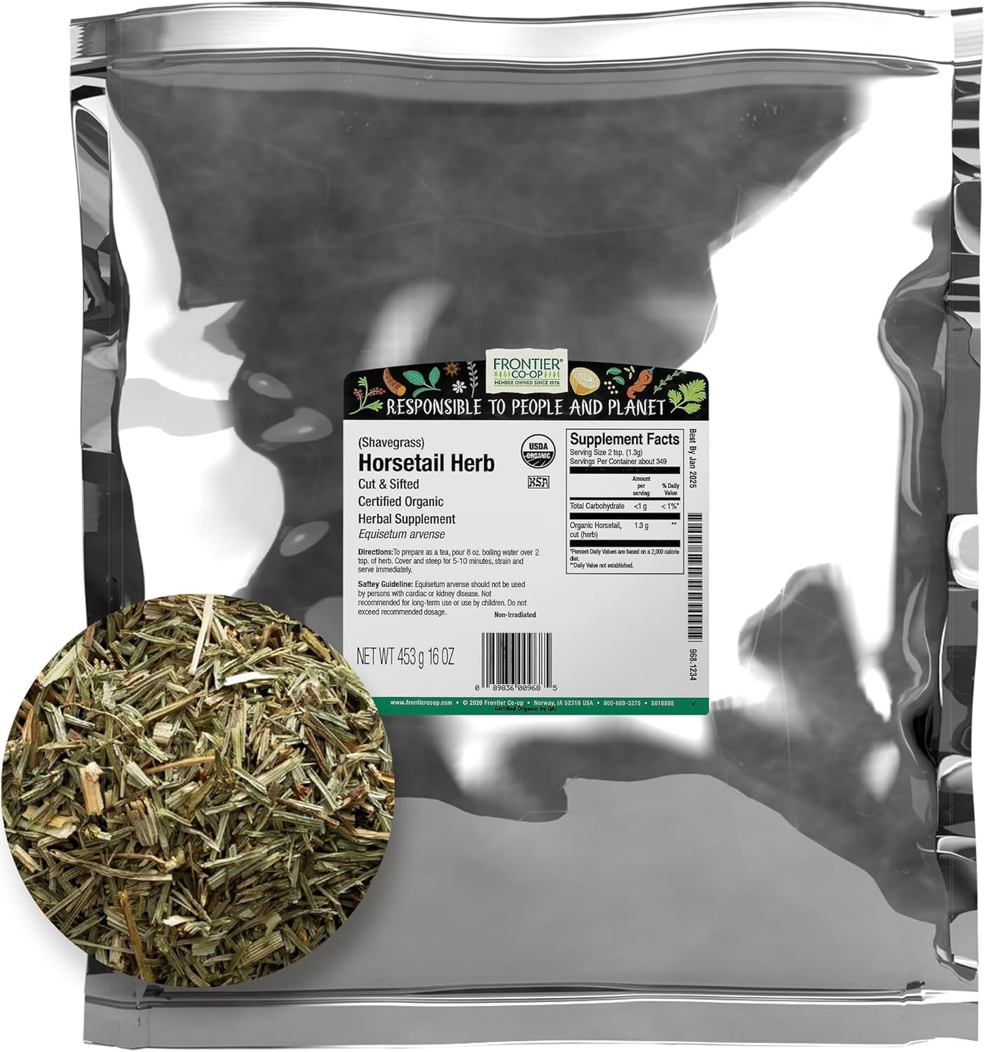 Frontier Co-op Organic Cut & Sifted Horsetail Herb 1lb