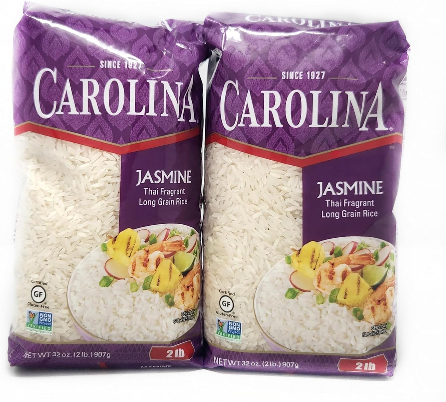 2 pack of Carolina River Rice 2lb Bag Since 1927 (Jasmine Thai Fragrant Long Grain Rice)