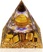 Hopeseed Orgone Pyramid for Positive Energy, Orgonite Tiger's Eye Stones Healing Crystal Pyramids for Reduce Stress Chakra Reiki Healing Meditation Attracts Wealth, Prosperity and Success