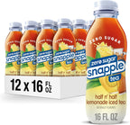 Snapple Zero Sugar Half 'n Half Tea, 16 fl oz recycled plastic bottle, Pack of 12