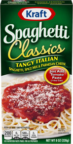 Kraft Spaghetti Classics Tangy Italian Easy Pasta Meal with Spaghetti, Spice Mix & Parmesan Cheese, 8 oz (Pack of 3)