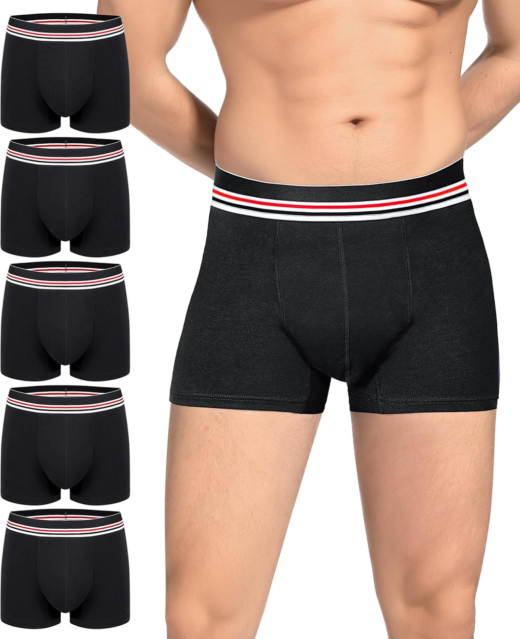 Carer Incontinence Underwear for Men, Washable 80ML Reusable Cotton Waterproof Leak Proof Boxer Briefs with Front Absorbency for Light Bladder Leakage 5 Pack (Black, 2X-Large)