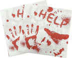 20 Pieces Bloody Napkins Red HELP Paper Napkins disposable Dinner Napkins for Halloween Get-together DIY Parties Horror Theme Birthday Halloween Party Decor