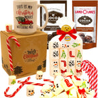 Marshmallow Gift Pack with Hot Cocoa, Candy Canes & 15oz Mug | 30 Count Holiday Gift Box with Soft Vanilla Marshmallows, 2 Cocoa Mixes & 4 Peppermint Candy Canes | Festive Gift Set for Family & Friends