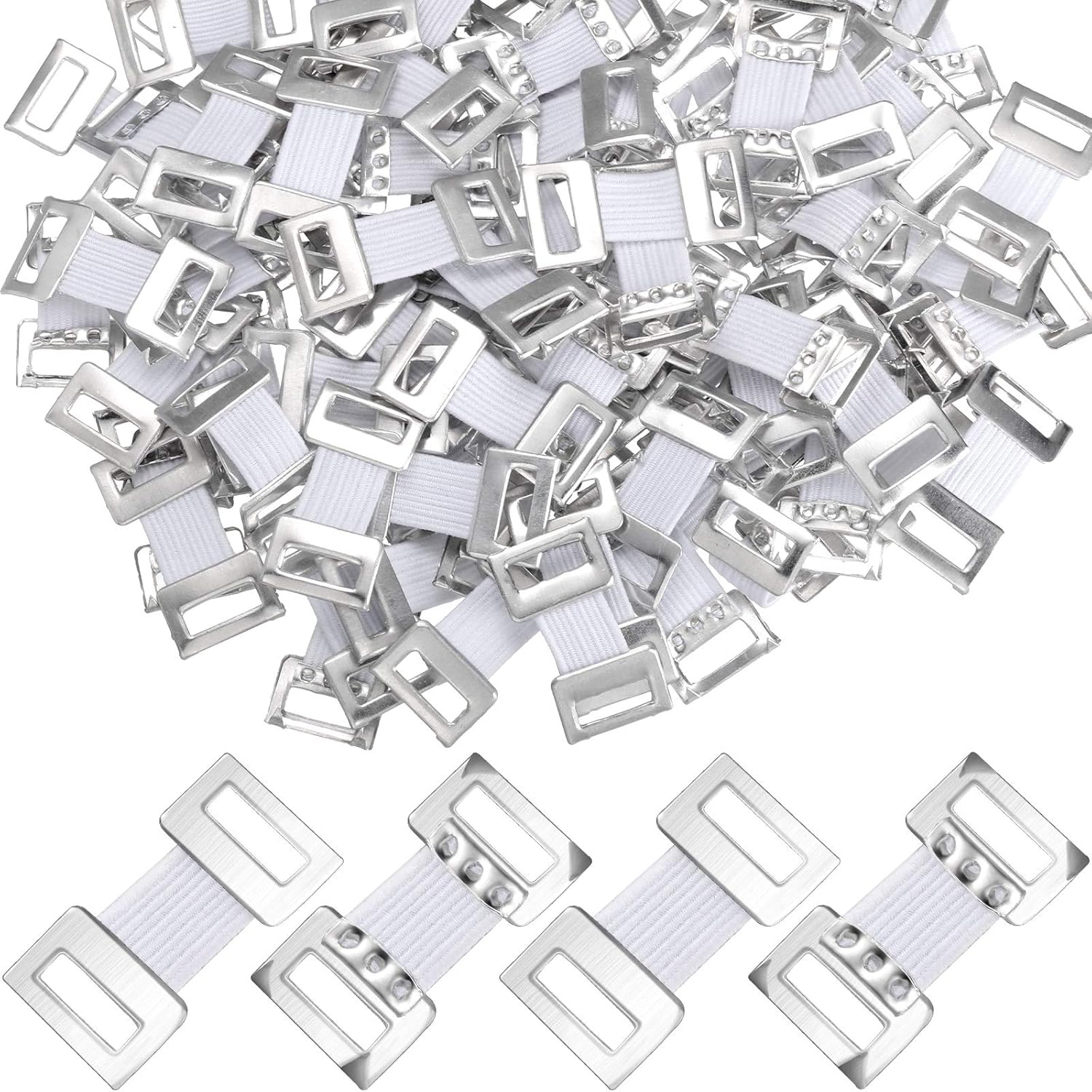 WILLBOND 100 Pieces Bandage Clips Only Elastic Bandage Wrap Clips Stretch Metal Clasps Replaceable Wrap Fastener Clip for Various Types(White)