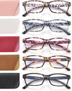 JOLISU Reading Glasses for Women Men - 5 Pack Ladies Stylish Readers Computer Eyeglasses W/Spring Hinge - Blue Light Blocking Glasses Anti Eyestrain 1.25