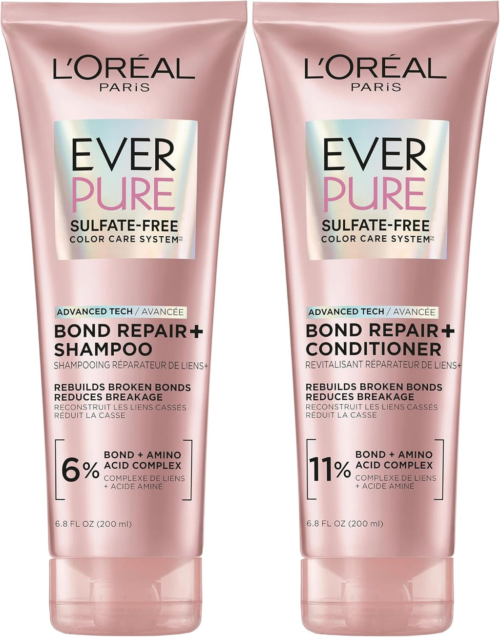L'Oreal Paris EverPure Sulfate-Free Vegan Hair Care Kit - Shampoo and Conditioner to Strengthen and Repair Hair Bonds (Packaging May Vary)