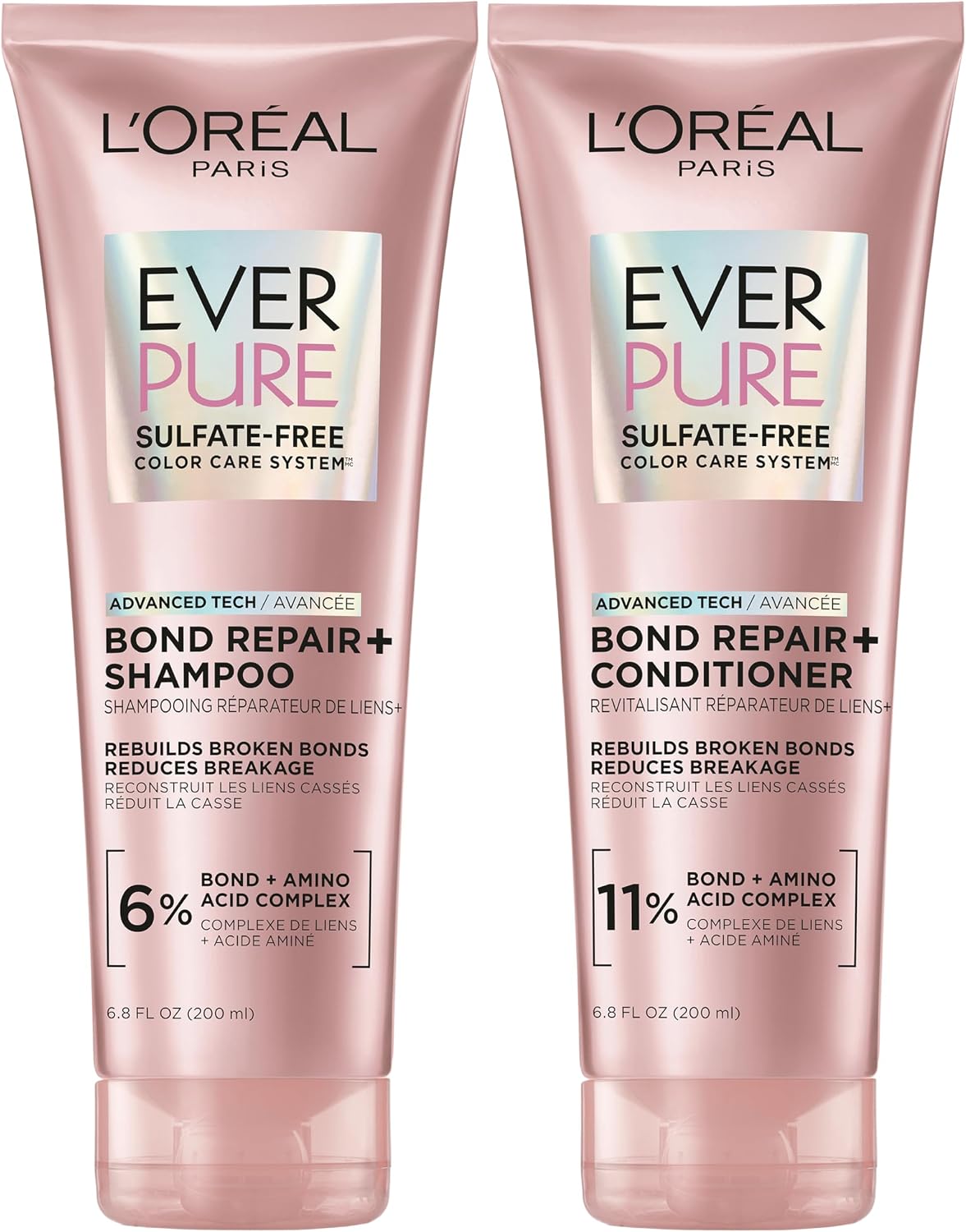 L'Oreal Paris EverPure Sulfate-Free Vegan Hair Care Kit - Shampoo and Conditioner to Strengthen and Repair Hair Bonds (Packaging May Vary)