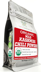 Spice Profile USDA Organic Low Heat Kashmiri Chili Powder, 4 oz, Lab Tested for Heavy Metals, Milder than Deggi Mirch Chilli, Chile rojo de Cachemira en polvo